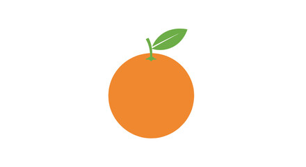 Single Orange Fruit with Green Leaf, Isolated on White Background