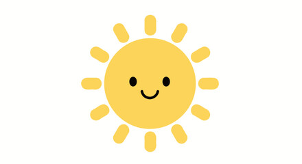 Cute Smiling Sun Icon, Weather Symbol, Happy Face