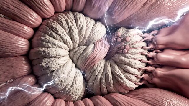 Cinematic Microscopic View of Sarcomere Locking During Painful Muscle Cramp With Myosin Actin Spasm and Nerve Pain Signals