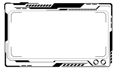 HUD frames black user interface elements design modern technology futuristic control panel screen digital hologram window gaming menu touching cyber monitor set on white background vector