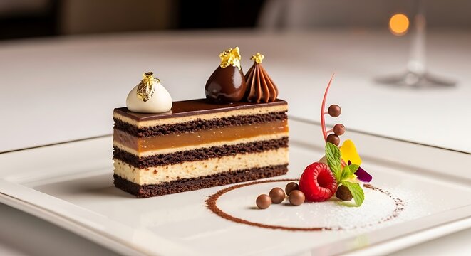 Chocotorta luxury dessert fine-dining presentation, akane potita