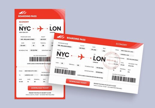 Boarding Pass Template for Travel Agency, Tourism & Destination Wedding Designs