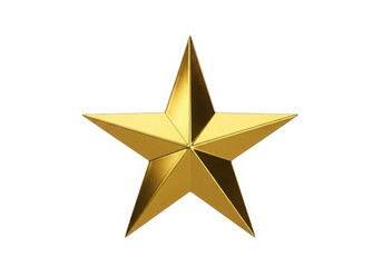 Obraz premium Golden star icon with shining surface and white background for design and decoration