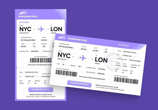 Boarding Pass Template for Travel Agency, Tourism & Destination Wedding Designs