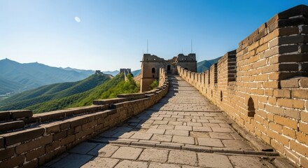 The Great Wall of China winding through mountains