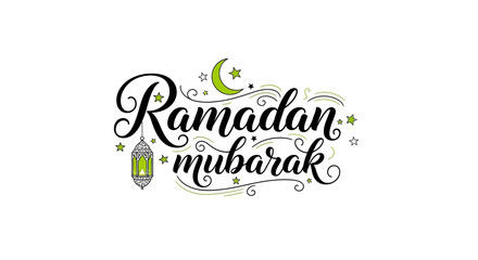 Ramadan Mubarak greeting with lantern and stars