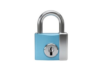 Naklejka premium A blue padlock with a silver shackle and keyhole on a white background representing security and protection