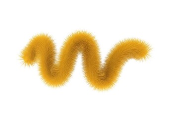 Fototapeta premium Vibrant yellow fuzzy caterpillar on white background, a symbol of nature's beauty and innocence