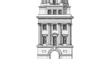 Obraz premium Classic government building facade illustration with columns and symmetry representing institutional architecture and public administration structure 