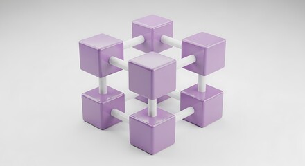 Fototapeta premium 3d purple cube structure with white connectors