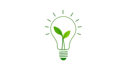 Green light bulb with leaves represents eco friendly innovation indoors
