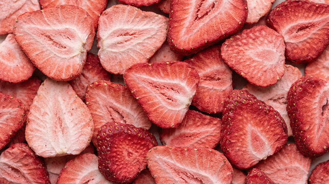 Dried strawberry slices background