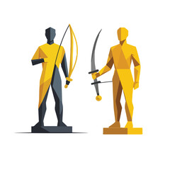 Generic Golden Standing Trophy Figure Flat Vector Icon