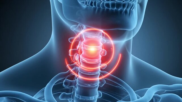 Human Neck Anatomy Pain Inflammation Sore Throat Medical Animation Glowing Red Aura