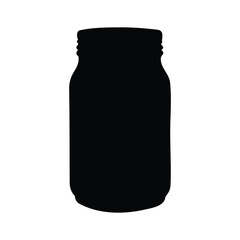 Glass jar silhouette icon vector flat design.