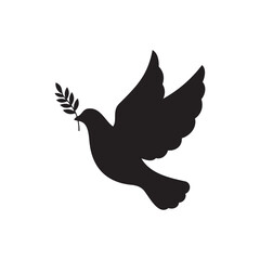 Peace dove silhouette icon vector flat design.