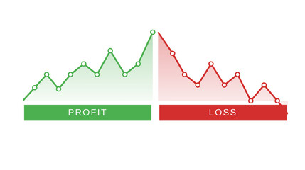 Obraz premium Profit and loss graph chart, financial growth or decline illustration, business performance indicator for presentation or report
