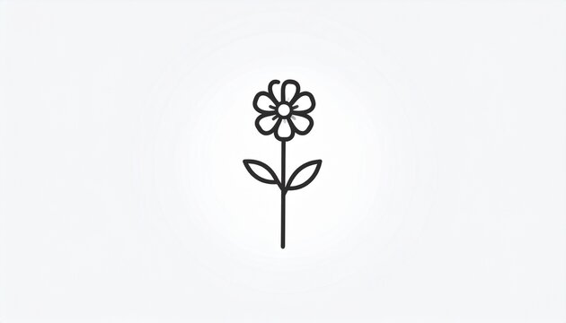 Hand drawn black and white daisy flower illustration minimalist line art vector