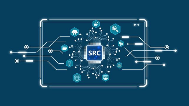 S R C Chip Microprocessor with Circuit Board and Representing Data Flow and Technology Integration