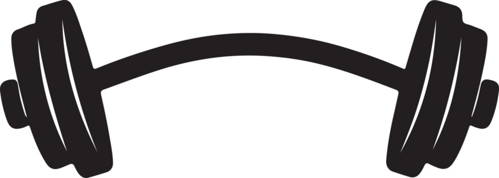 Curved barbell doodle silhouette vector