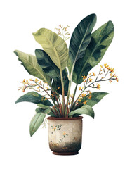 Obraz premium PNG Potted tropical leaves leaf illustration flower.