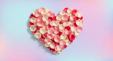 Heart Shape Made of Red Rose Petals on Soft Background