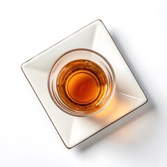 Top-Down Minimal View of a Whiskey Shot Glass on Clean Surface, Square Format