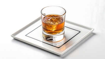 Top-Down Minimal View of a Whiskey Shot Glass on Clean Surface, Square Format