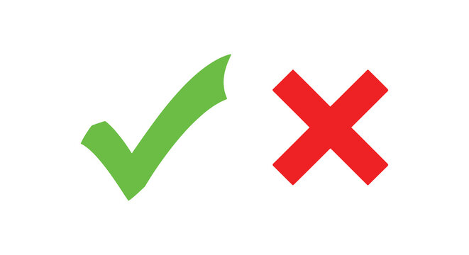 A vibrant depiction of a green checkmark and a red x mark symbolizing approval and rejection as a silhouette