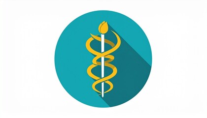 Fototapeta premium Golden DNA helix medical symbol on teal gradient background vector illustration