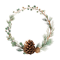 Fototapeta premium PNG Rustic pinecone wreath illustration
