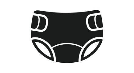 A striking black graphic depicts a baby diaper showcasing its functional design and essential role in infant care silhouette