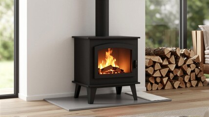 Modern Fireplace in Cozy Interior Setting