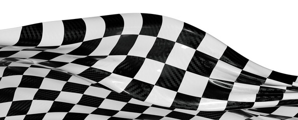 Obraz premium A close-up shot of a waving checkered flag, isolated on white. Represents race, victory, competition, and speed. Perfect