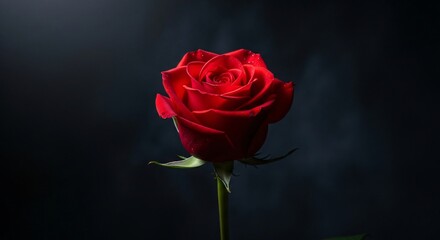 Single Red Rose on Dark Background for Valentine&rsquo;s Day