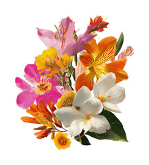 Fototapeta premium PNG Vibrant floral bouquet illustration