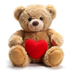 Fluffy Teddy Bear Holding a Red Heart stuffed animal