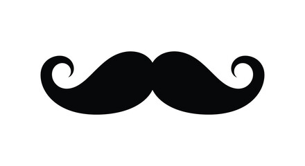 Fototapeta premium A striking black silhouette depicts a handlebar mustache against a plain white background a classic facial hair style silhouette
