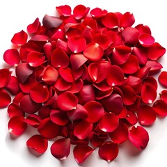 Pile of Red Rose Petals on White Background flower