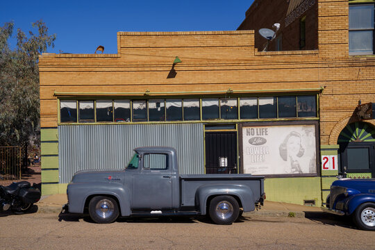 Lowell, Arizona - January 16, 2026: Rusty old vintage Studebaker truck parked along Erie Street in Lowell, Arizona, a ghost town