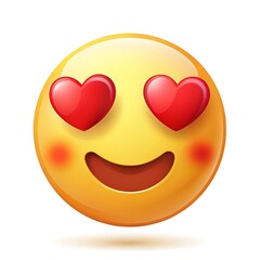 Yellow emoji with red heart eyes and blushing cheeks