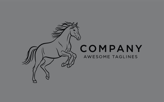 Horse logo design vector, rearing stallion illustration, elegant equine branding, corporate identity symbol, premium business emblem