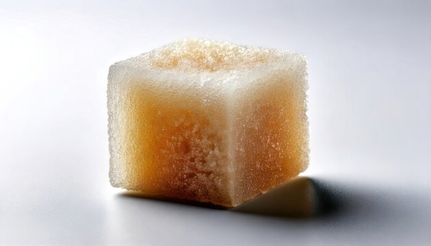 Close-up of a Bone Cube on a White Surface.