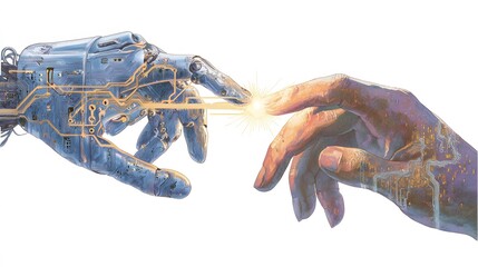 Human and robotic hand touching