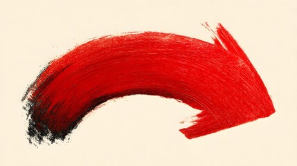 Red brush stroke on canvas