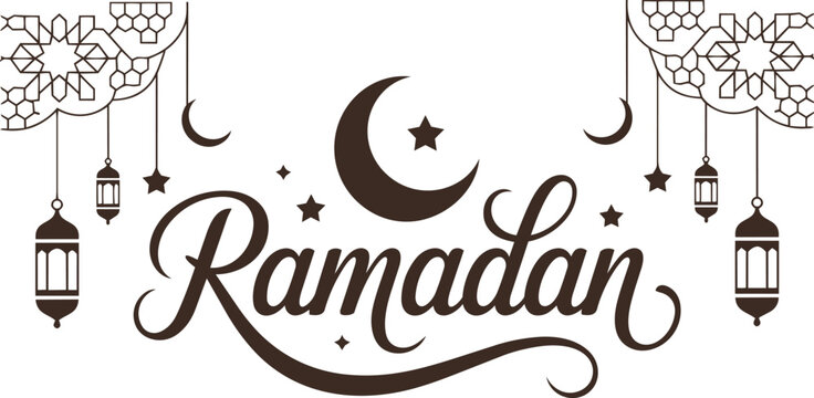 arabic ramadan kareem calligraphy lettering ramadhan greeting text for ramzan mubarak with lantern islamic pattern background