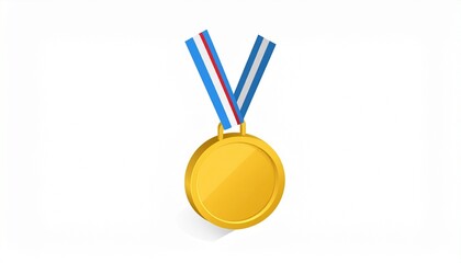 Gold medal with red white blue ribbon isolated on white background award success achievement
