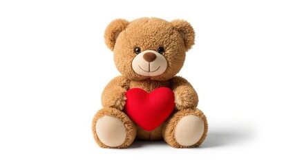Obraz premium Cute Teddy Bear Holding Red Heart Toy.