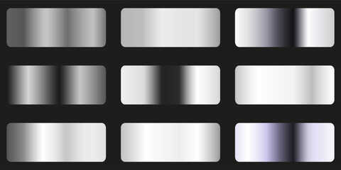 Golden silver. Silver gradient. shiny metal vector collection, vector illustration.