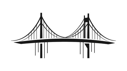 Obraz premium Iconic suspension bridge silhouette in modern urban landscape